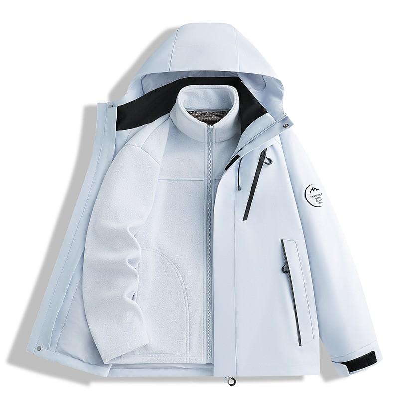 3-in-1 Detachable Waterproof Windproof Hiking Jacket With 90% Down Insulated Liner Men Women Outdoor Trekking Camping