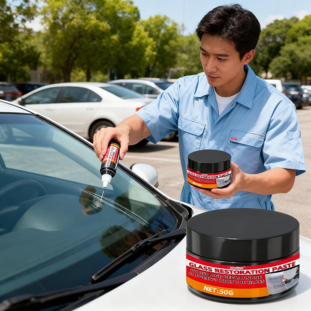 50G Pasta de Restauração de Vidro Polimento Reparo em Um Remover Manchas de Água Marcas de Limpador Eliminação de Manchas Limpeza de Vidro Automotivo