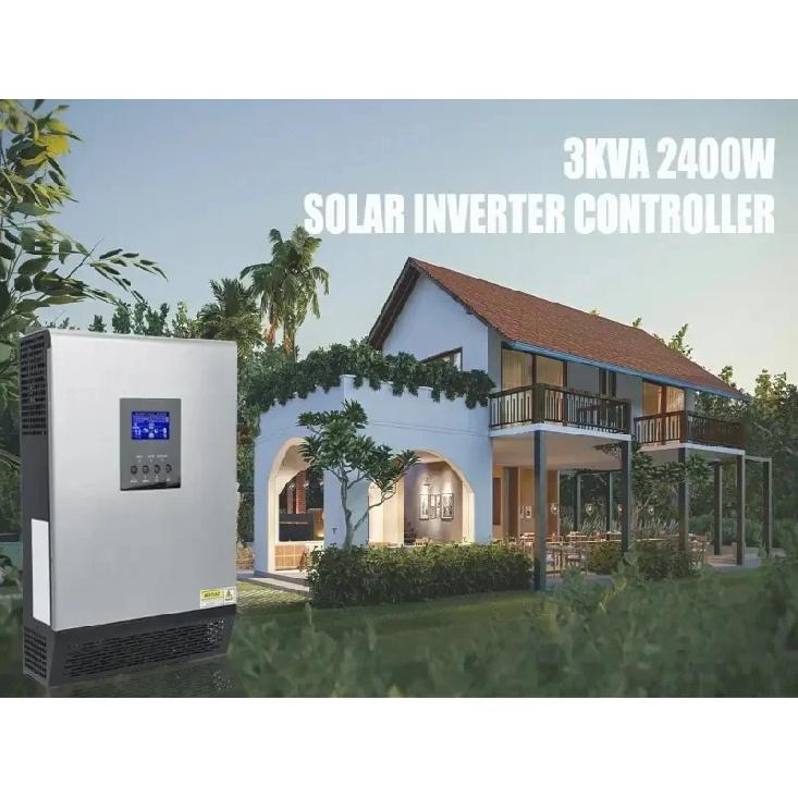 PowMr 24V 2.4KW Hybrid Solar Inverter 110V Pure Sun Wave Inverter Max PV 80V Bulitin 50A PWM Charge Controller for Solar Home