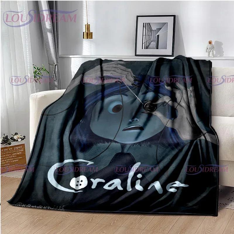 Decke mit Coraline-Druck im gotischen Stil, Animation, Kinderdecke, Familie, Nickerchen, Sofadecke, Bett, warme Decke, weiche Tagesdecke