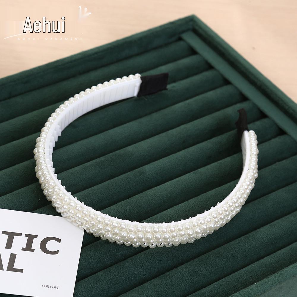 Handwoven Faux Pearl Headband & Bow Hair Clip Set for Brides