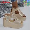 Fashion Aphixta Summer 9cm High Wedge Heel Platform Sandals Woman Sandals Gold Upper Women Zip Summer Shoes Peep Toe Sandals Big Size 43