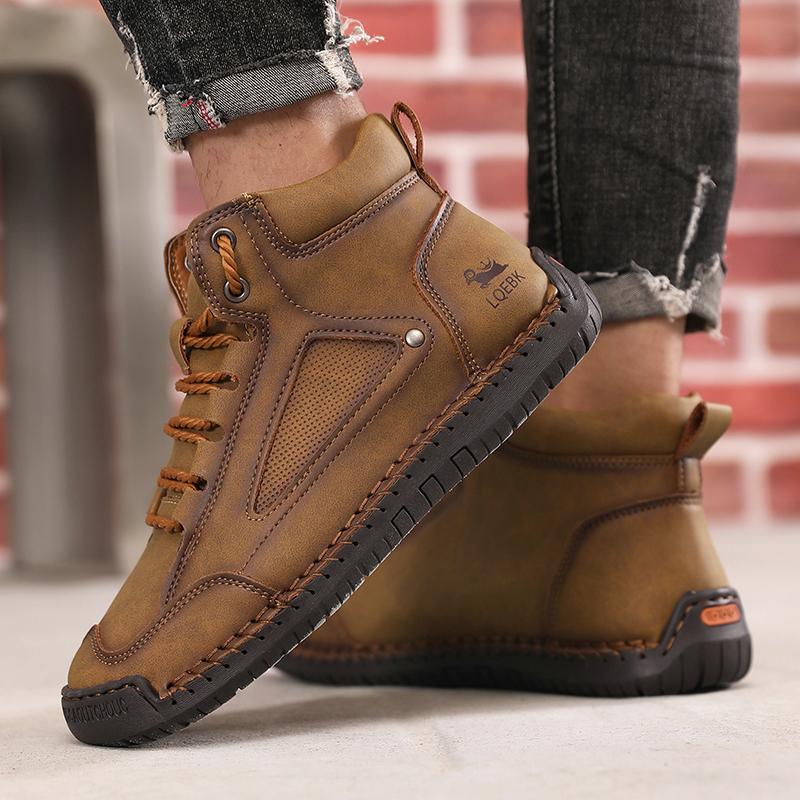 New Men's Boots Retro High Top Outdoor Anti Slip Work Shoes Soft Fashion Luxurious Design Couple's Loafers Classic Flat Mosinka