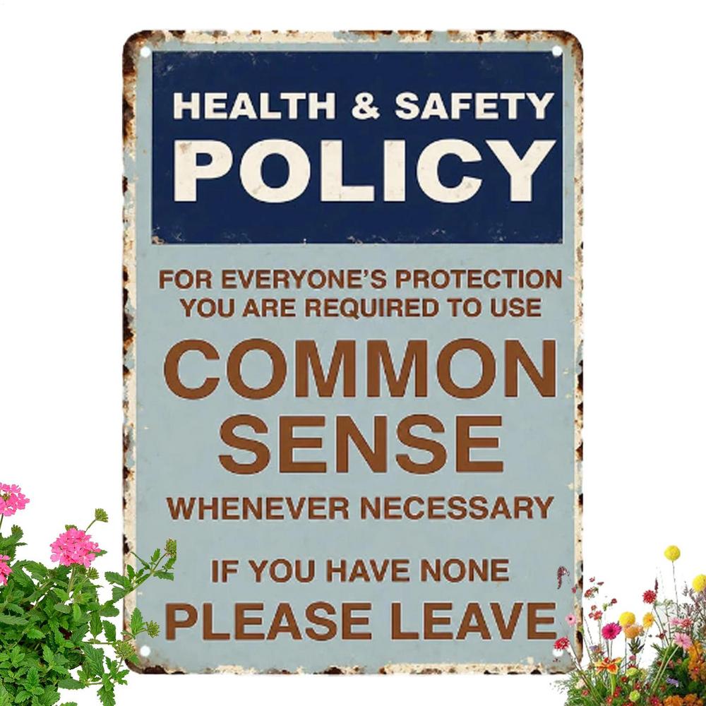 Vintage Tin Signs Health Safety Policy Sign Decor Funny Workplace Humor Decor For Home Office Workplace Studio Break Room