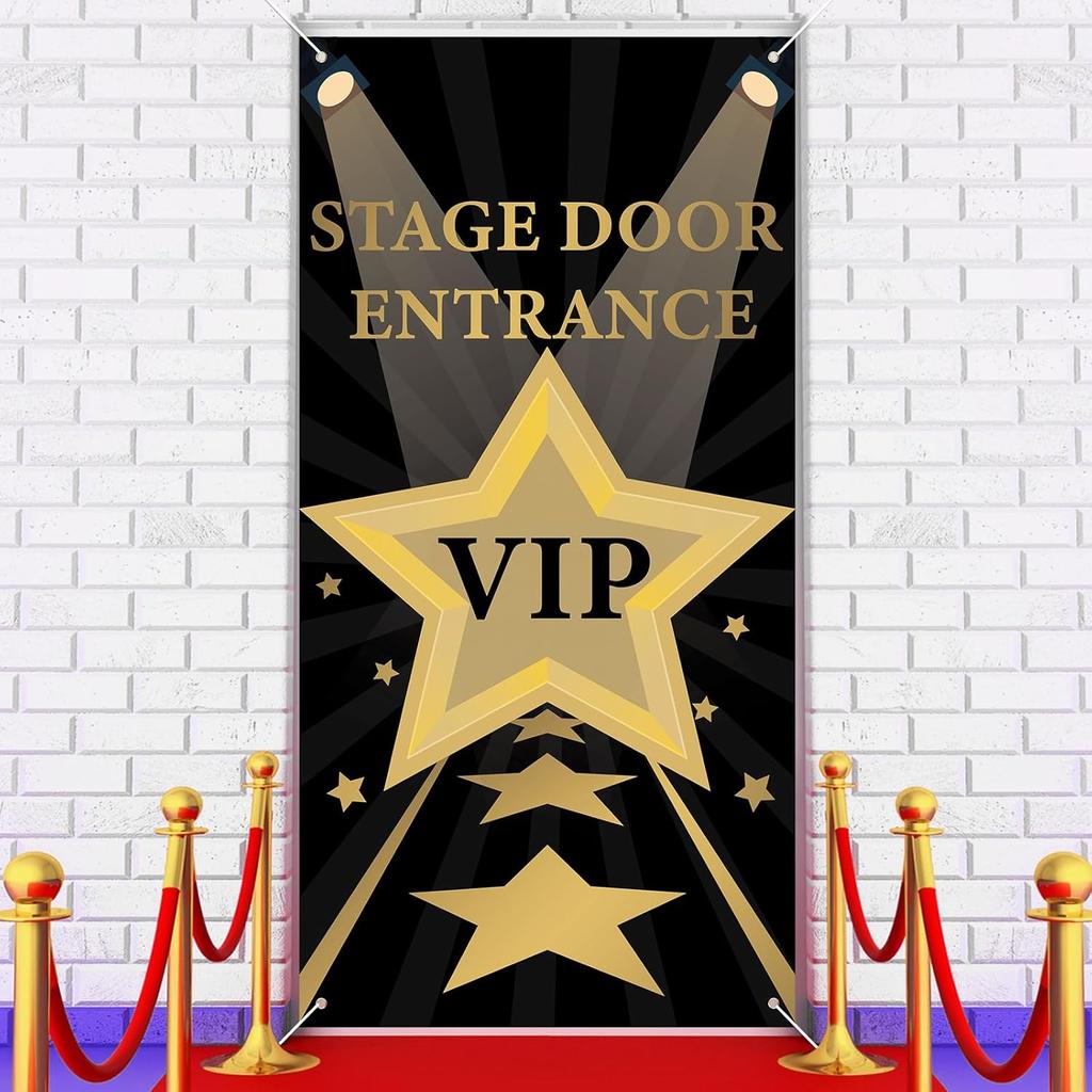 VitalCozy 71 x 35 Inch 1950s Party Decorations Retro 50s Fabric Door Cover 50's Rock and Roll Party Door Cover 50's Rocking Music Theme Backdrops