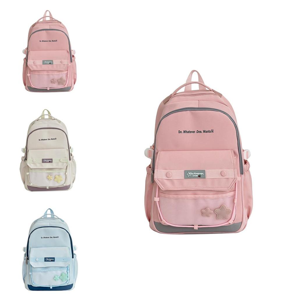 Do Whatever One Wants Letter Print School Backpack For Students Large Capacity Nylon Schoolbag With Air Cushion Straps For Middle School Teens