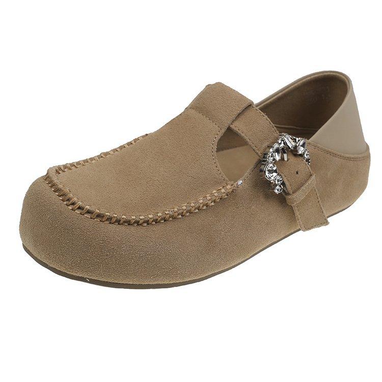 European niche frosted Piboken shoes women's 2025 new retro and comfortable two-wear casual shoes versatile soft-soled single shoes