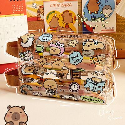 Cartoon Capybara Stift Tasche Spezielle Design Hohe Aussehen Transparent Bleistift Fall Wasserdicht Multifunktionale