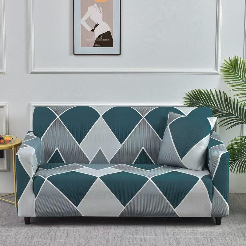 Four Seasons Milk Silk Elastic Sofa Cover - Single/Double Person, All-Inclusive Printed Design