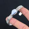 Pear Blue Lace Agate Gemstone Artisan Wedding Elegant Bangle 925 Sterling Silver