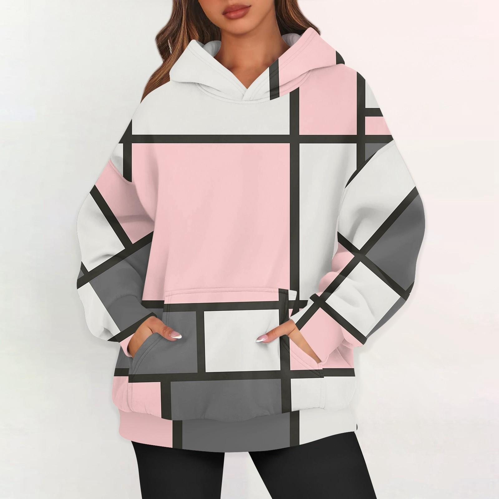 

Womens Oversized Sweatshirts Fleece Hoodies Long Sleeve Pullover Outfits With Pocket M рожевий