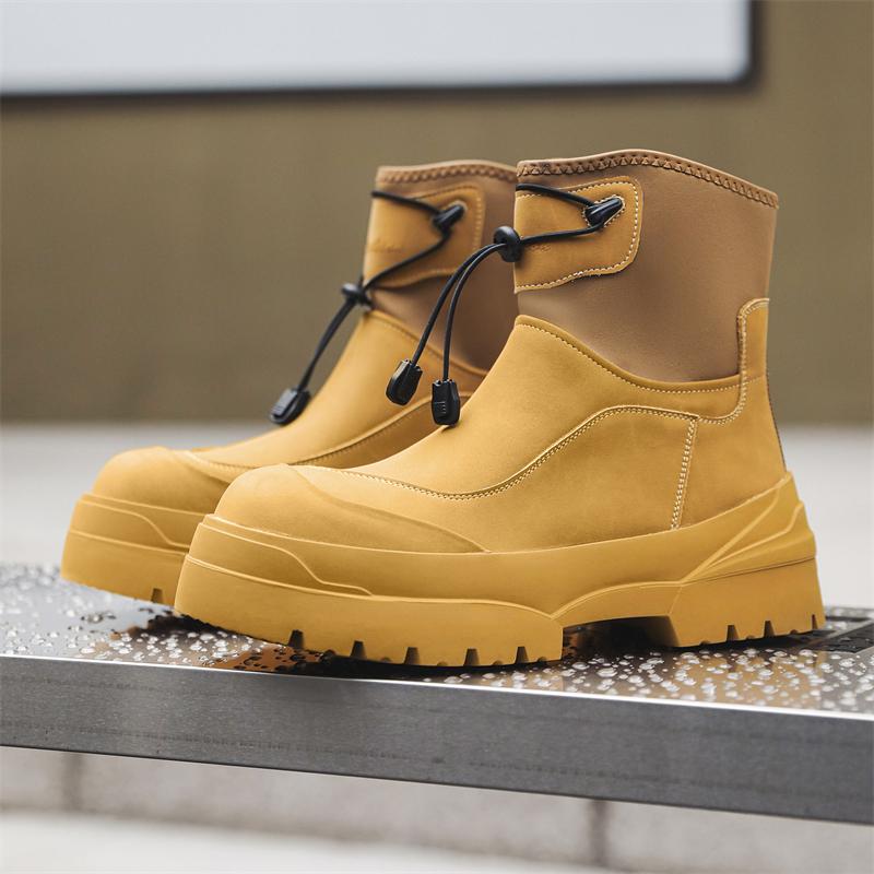 Autumn Men's Boots Winter Fur Ankle Boots Design Denim Cool Chelsea Boots for Men