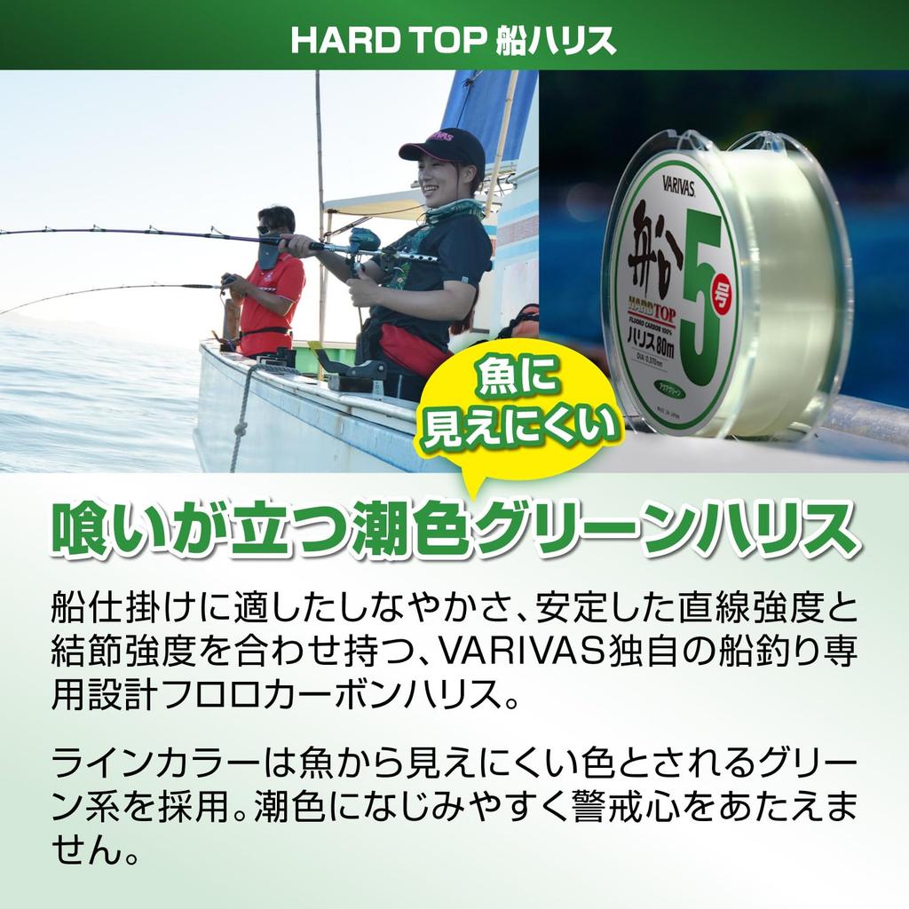 Varivas Hard Top Boat Line, Fluorocarbon, 80m, #14, Aqua Green