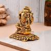 Designer Metal Lord Ganesha Statue Golden Brass Hindu God Ganesh Ganpati Sitting Idol Blessing Ganpati Sculpture for Home