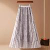 Elegant High-Waist Calligraphy Print Mid-Length Skirt