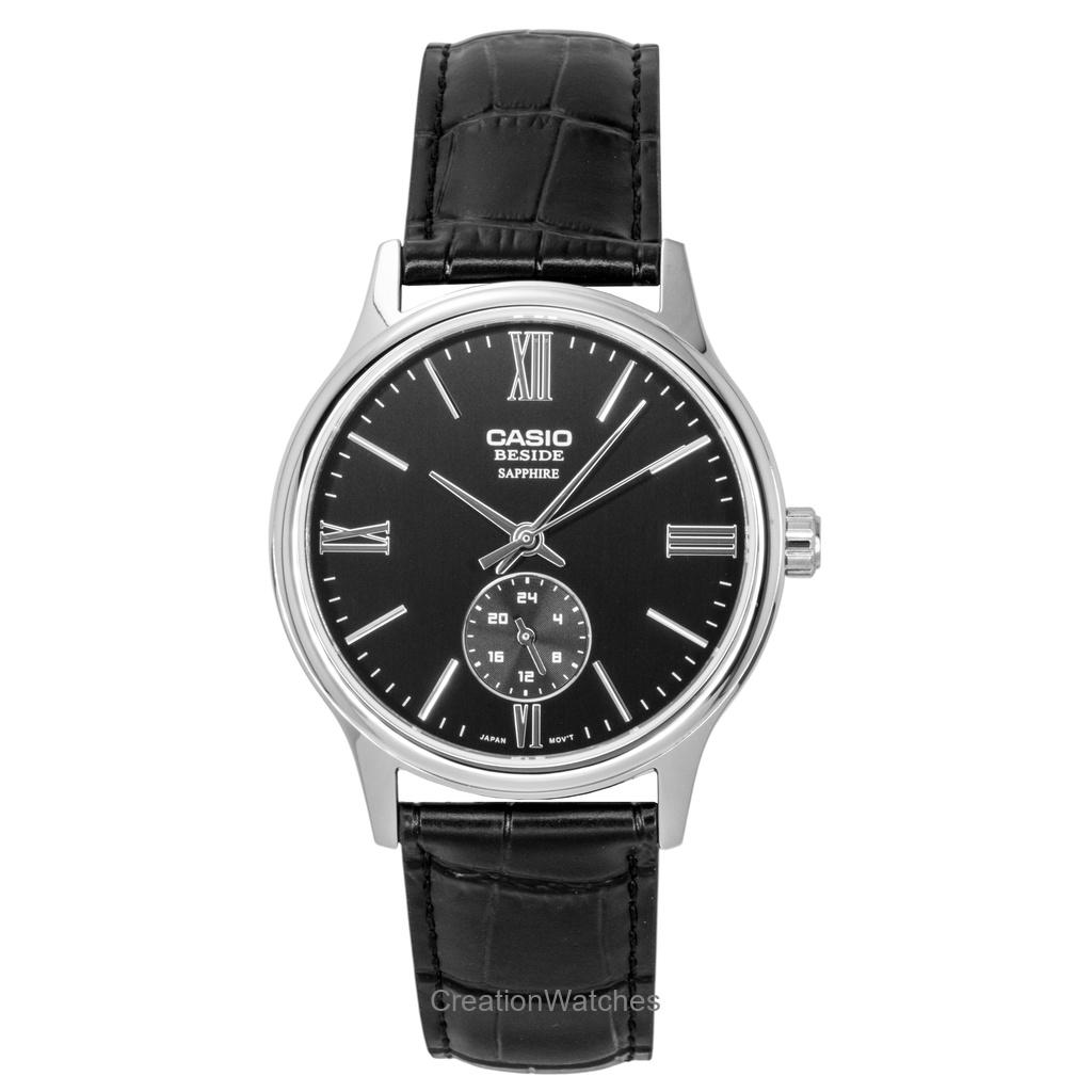 

Casio Beside Analog Leather Strap Black Dial Quartz BMS-100L-1AV Men s Watch чёрный