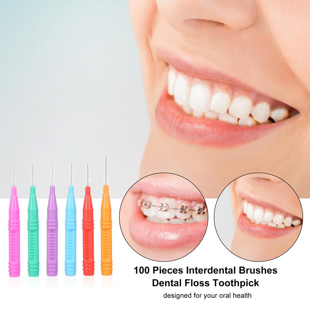 60PCS Interdental Brushes Dental Floss Toothpick Orthodontic Braces Brush Tooth Cleaning Tool Oral Care