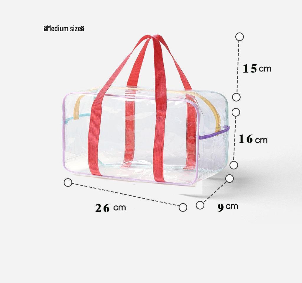 Pink Transparent Large-Capacity Waterproof Toiletry Bag for Beach & Travel