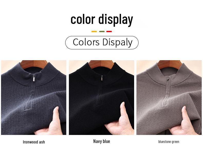 Hengyuanxiang Men's Zippered Half-High Neck Cashmere Wool Sweater – 2025 Autumn/Winter Collection