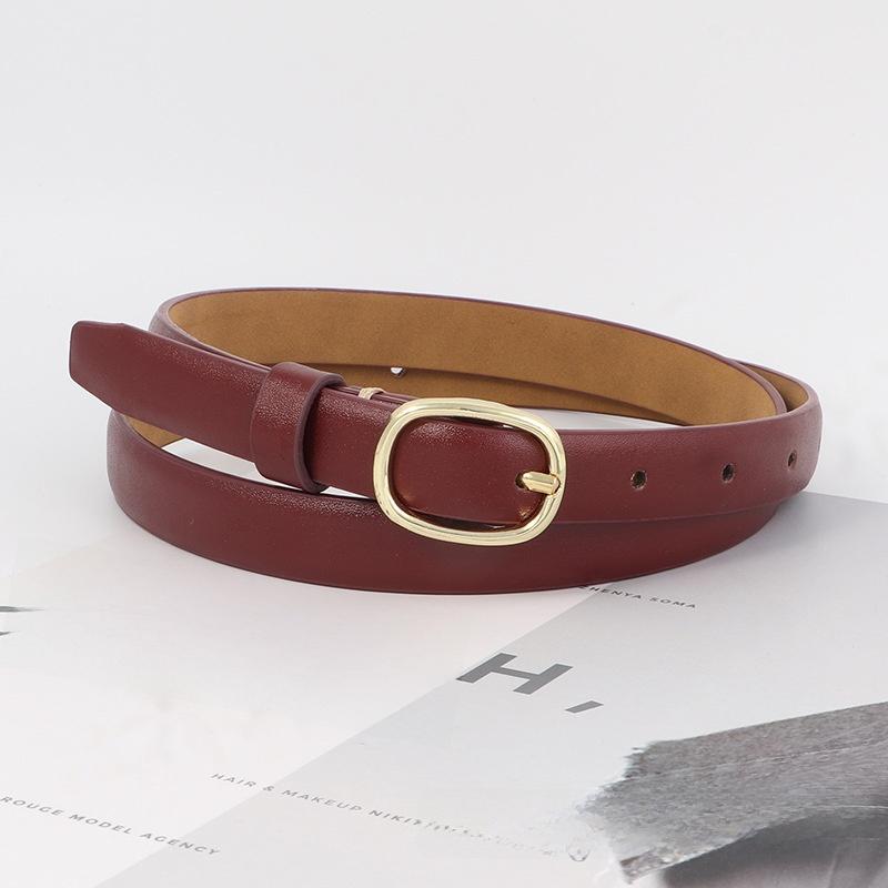 

Style Vintage Ladies Jeans Belt Pu Material With Metal Pin Buckle For Use Daily вина червоного кольору