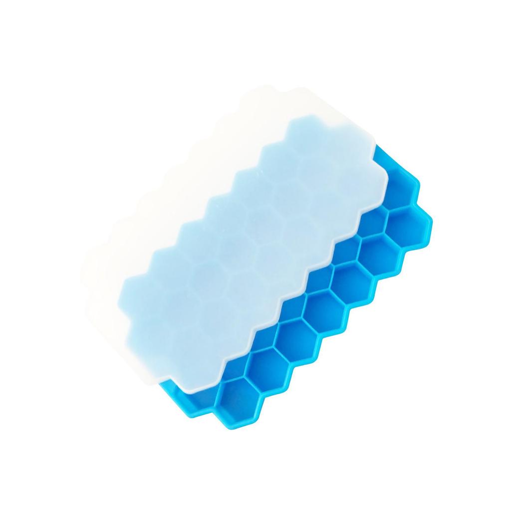 Silicone Honeycomb Ice Cube Mold with Lid, 37-Grid, Stackable, Food-Grade DIY Tray