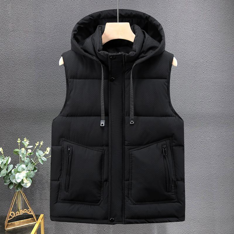 

Autumn and winter vest new high-end winter trend down vest student thickened casual warm vest men L (90-55 kg) чорний