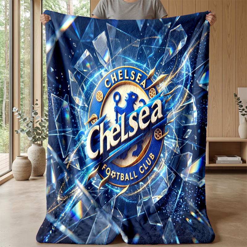 Chelsea FC Theme Blanket Soft Flannel Blanket Plush Throw Blanket Cozy Sofa Bed Blanket for Home Decor
