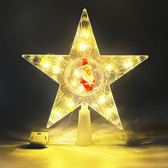 LED Christmas Tree Topper Star Moon Decoration Acrylic Xmas Ornament Energy Saving Shining Lamp Festive Home Room Decor
