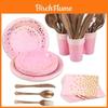 Elegant Pink And Gold Stamping Party Tableware For Unforgettable Weddings And Birthdays