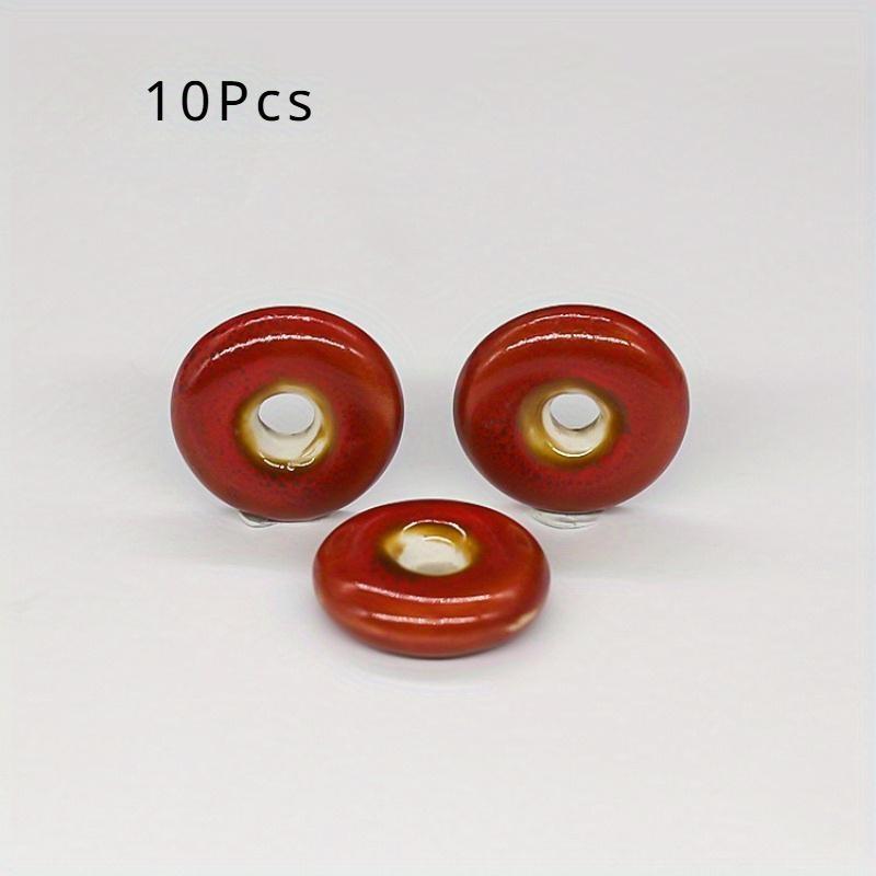 10Pcs Ceramic shaped beads round flat piece circle necklace diy pendant flower glaze peace button loose porcelain beads