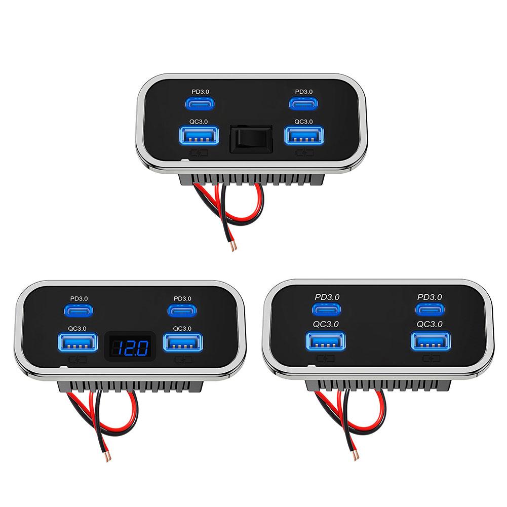 4 Anschlüsse 12V Wohnmobil USB-Ausgang 76W Dual PD3.0 Typ-C Schnellladung & QC3.0 Panel Wandmontage Ladegerät Adapter Für Marine Bus ATV Tr E8Y5