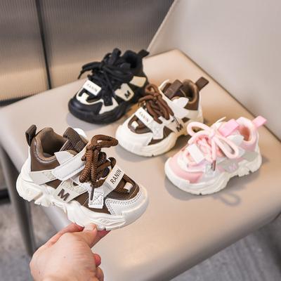 Children's Handsome Color Matching Leather Sneakers 2025 Autumn Boys' Dad Shoes Girls Small Medium and Large, Children's Leisure