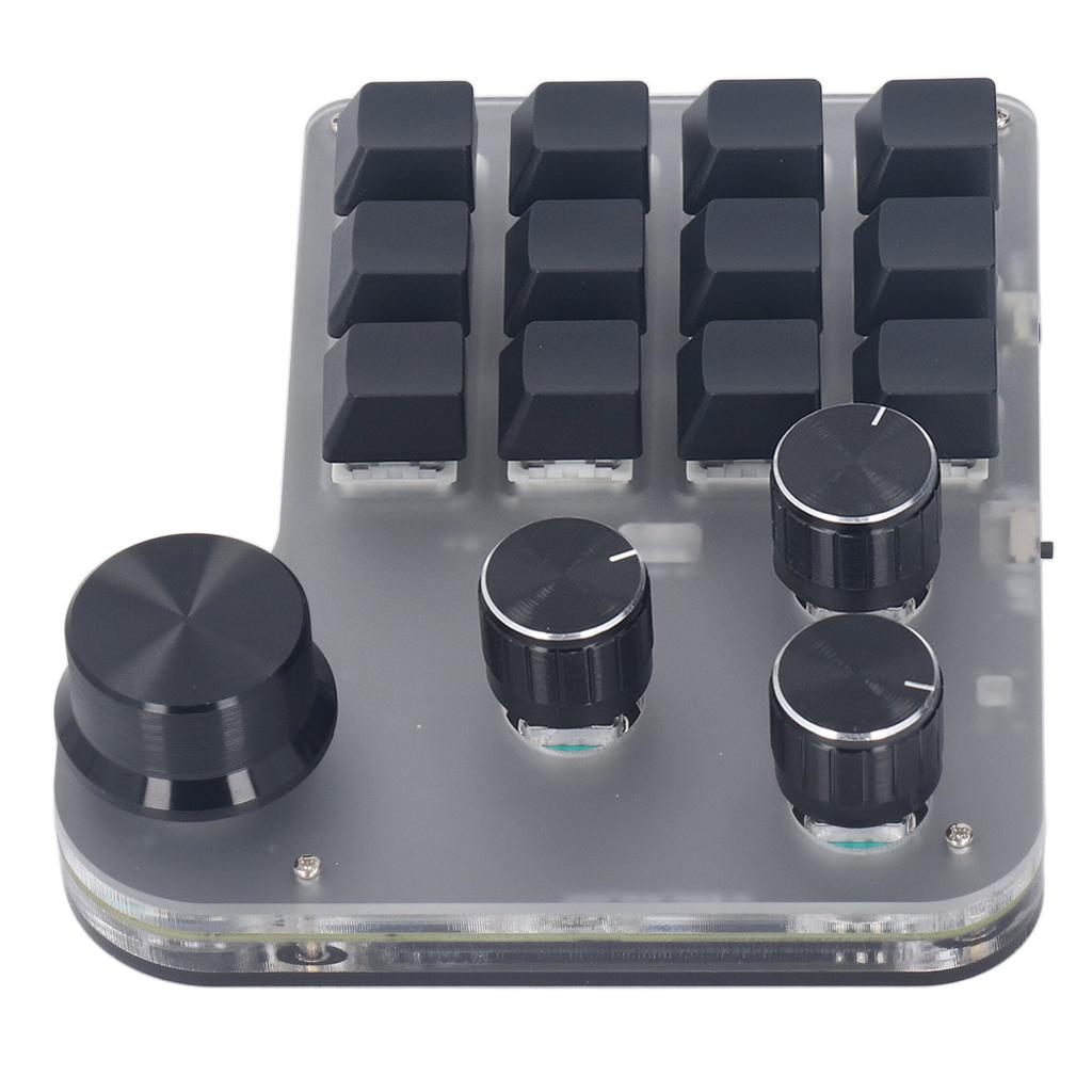 Mechanische Gaming-Tastatur mit USB-Mini-Makro, programmierbar, USB C, BT, 2,4 G, 3 Modi, 12 Tasten, 4 Knöpfe, Blau