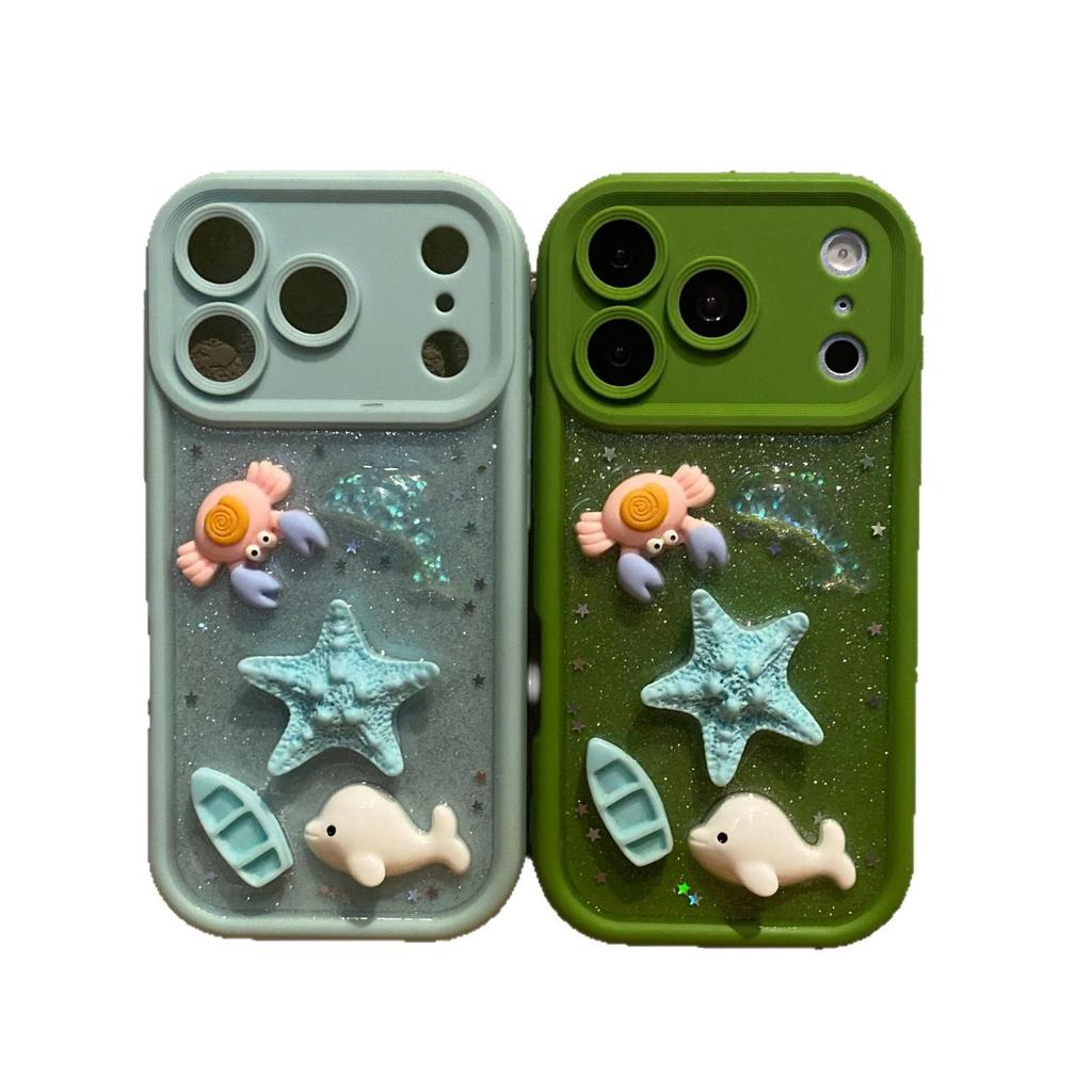 Ocean 3D Doll Phone Case with Chain for Apple 14/15Pro/16/17ProMax