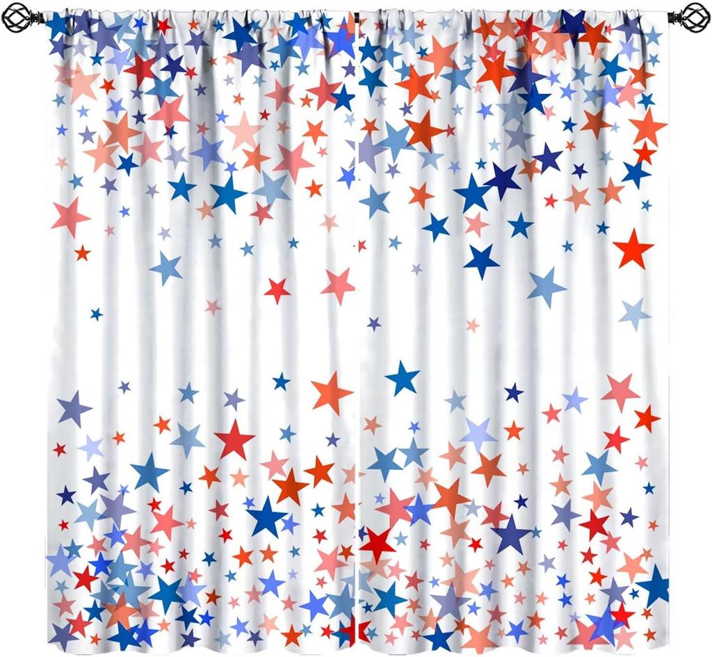 Farmhouse American Flag Curtains Boys Army Green Camo Vintage Stripe Us Print Window Kitchen Bedroom Curtain Polyester Ideal For Sleeping Area