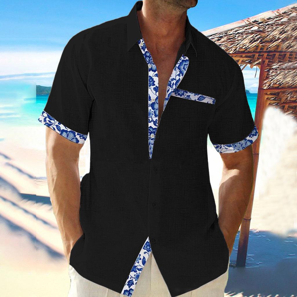 Hawaii-Hemd für Herren, Herren-Bowling-Hemden im Vintage-Stil, kurzärmelig, Sommer-Strandhemd