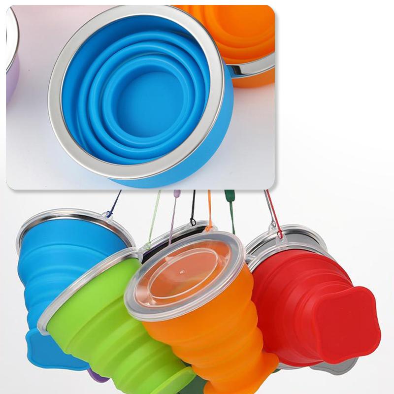 200ML Silicone Folding Cup Portable Collapsible Foldable Cup For Picnic Drinking Mug Heat Resistant Telescopic  Camping Cups