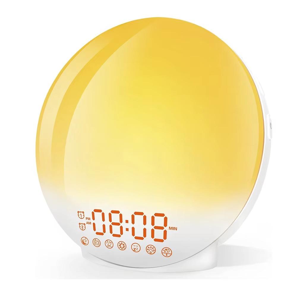 Clock 1PCS LED Electronic Alarm Clock Light Colorful Ambience Bedside Light Timer Natural Wake Home Decoration