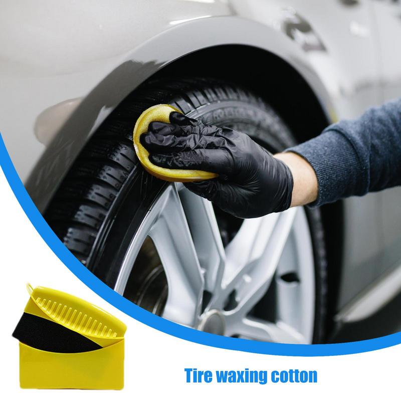 Tire Dressing Applicator Pad Car Wheel Dressing Shine Sponge With Lid Reusable Tire Sponges Applicator Pads Car Wheel Dressing