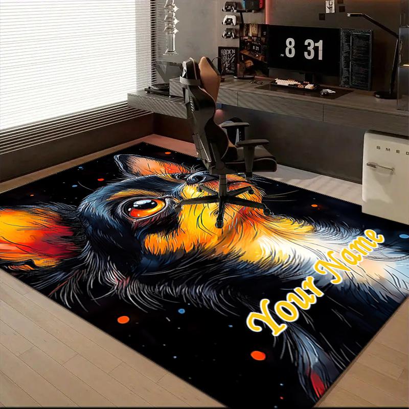 1PC Custom Name "Chihuahua Starry Night Artwork" Theme Floor Mat Ideal for Living Room, Game Rooms, Office, Bedroom, Floor Mat Playful Design