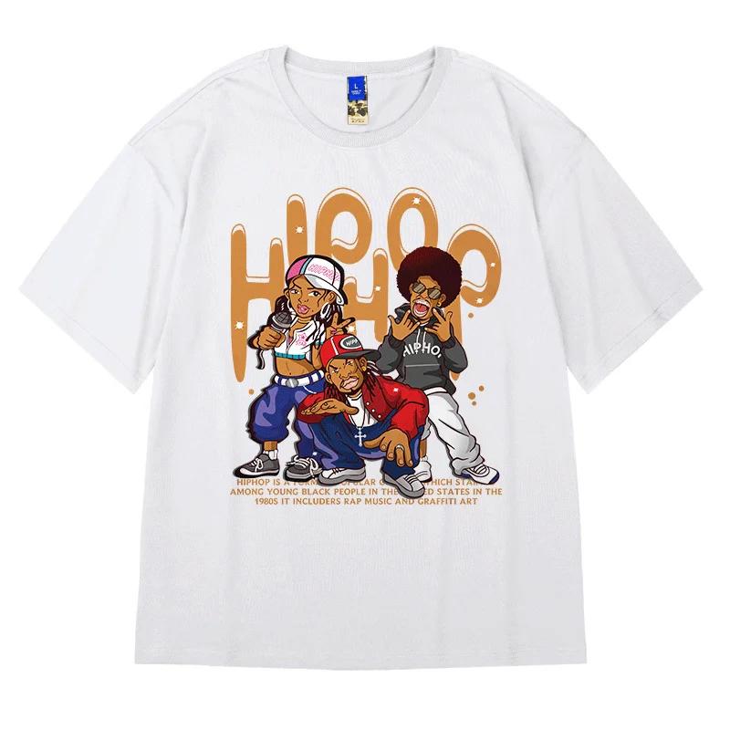Streetwear Harajuku Summer Cartoon Cat Print T-Shirts Vintage Version Trend Casual Clothes Hip Hop Creative T Shirts y2k