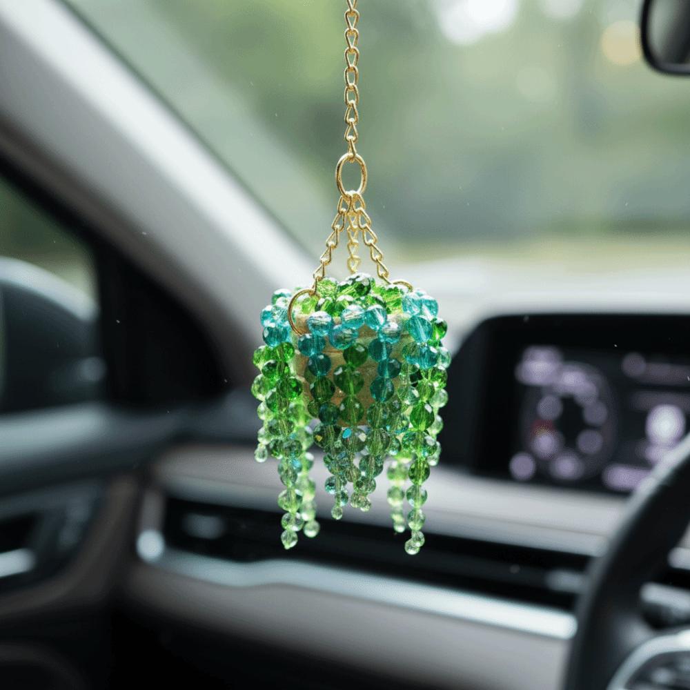 Amuleto de Coche de Suculenta Multibeaded Colgante de Coche Besado por el Sol Accesorio de Coche Amuleto de Coche con Cuentas Interior del Coche