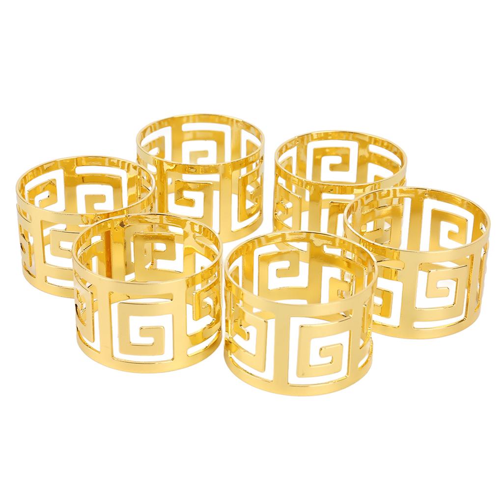 6 st Servettringset Elektroplätering Guld Ihåliga Servettringar Spännen för Middag Jubileum