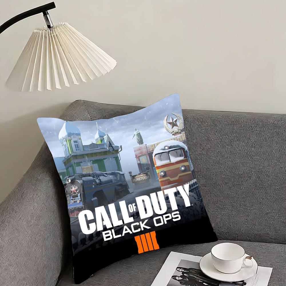 Game C-Call of D-Duty Black Ops Cushion Cover Reversible Plush Pillow Cover – For car, sofa, bedroom, perfect as a gift.