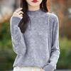 Spring and Autumn Women's Knitwear Jacquard Half High Neck Bottom Shirt Loose Long Sleeve Top