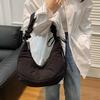 Solid Color Large Capacity Tote Bag Trendy Shoulder Bag Women Casual Canvas School Crossbody Bags For Student CLE
