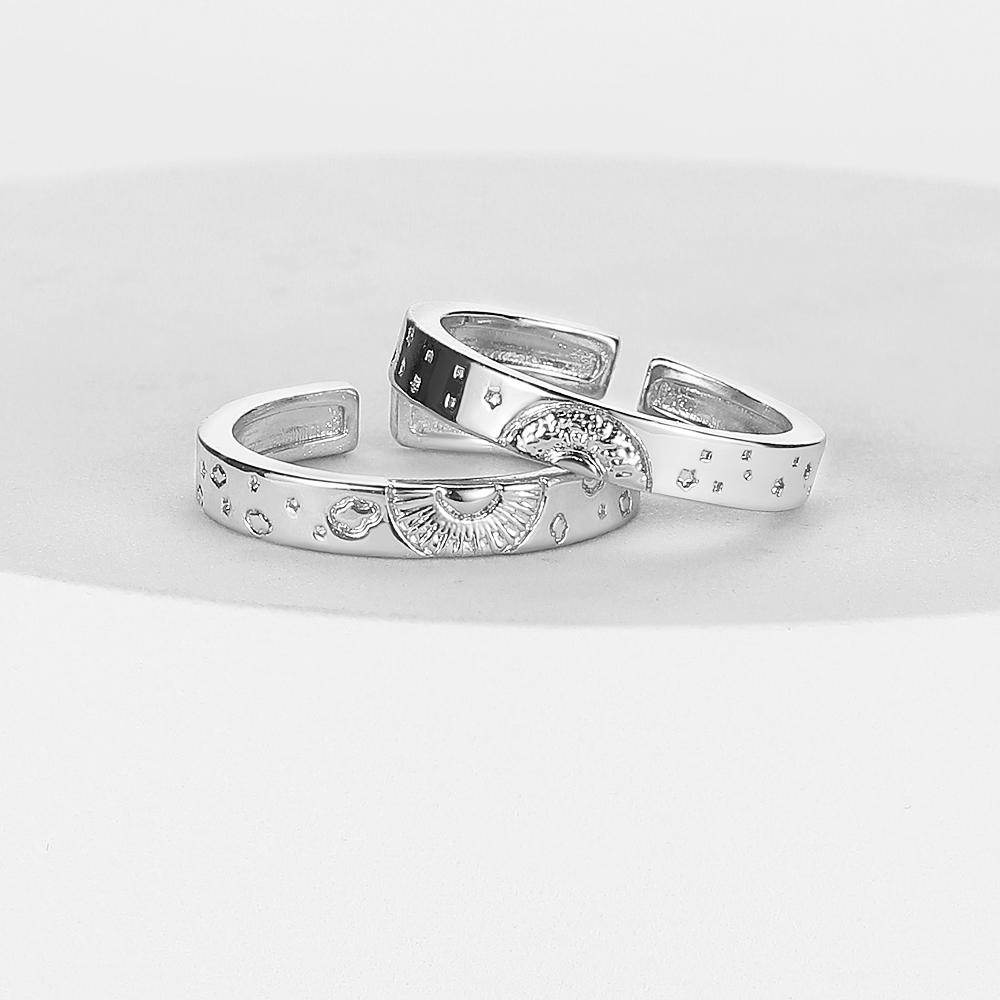 2022 New Fashion Opening 2-piece Ring Engraving Flower Ring Exquisite Jewelry 2-piece Set Couple Set Ring Girl Girlfriend Ring
