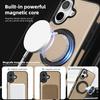For iPhone 17 Case with Ring Kickstand Compatible with MagSafe PU Leather Back Cover