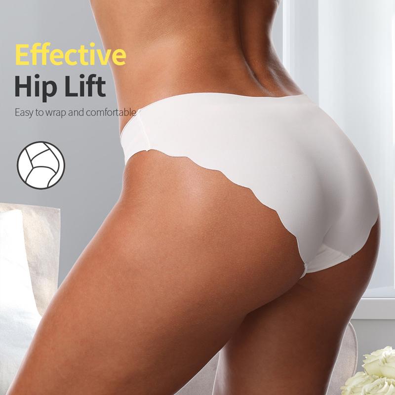 4Pcs Ice Silk Wavy Waist Underwear Women's Seamless Panties Sexy Comfy Solid Briefs Girls Ultra Thin Invisible Lingerie