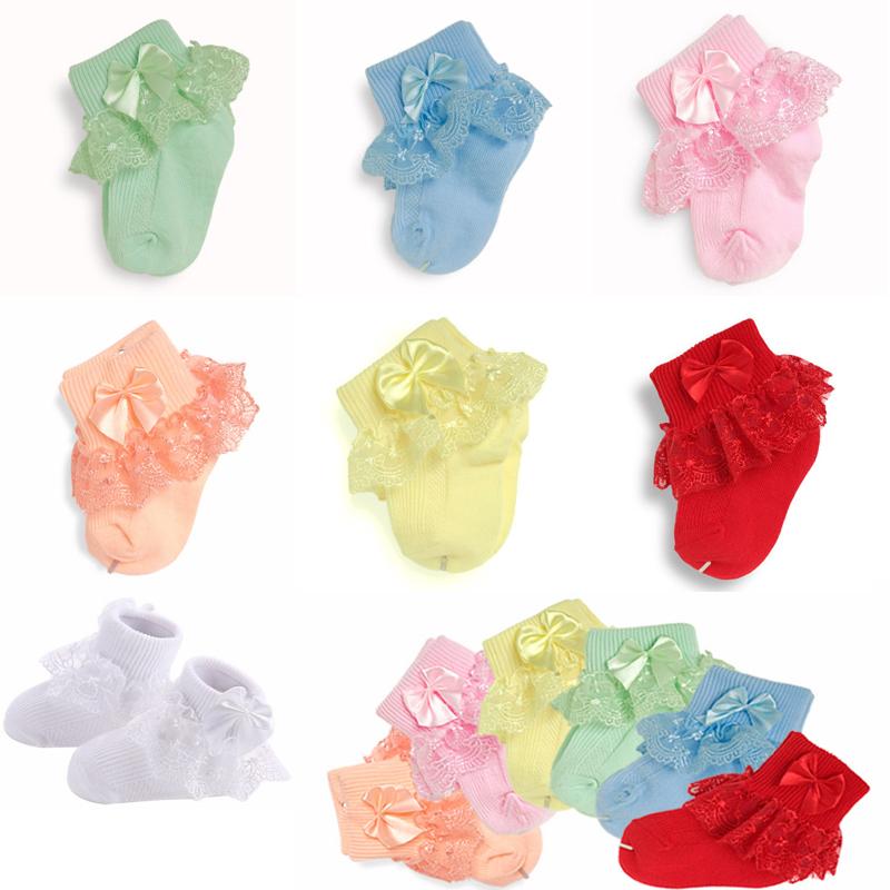 

4Pair/lot New lace bow short socks newborn baby socks 0-1 years old
